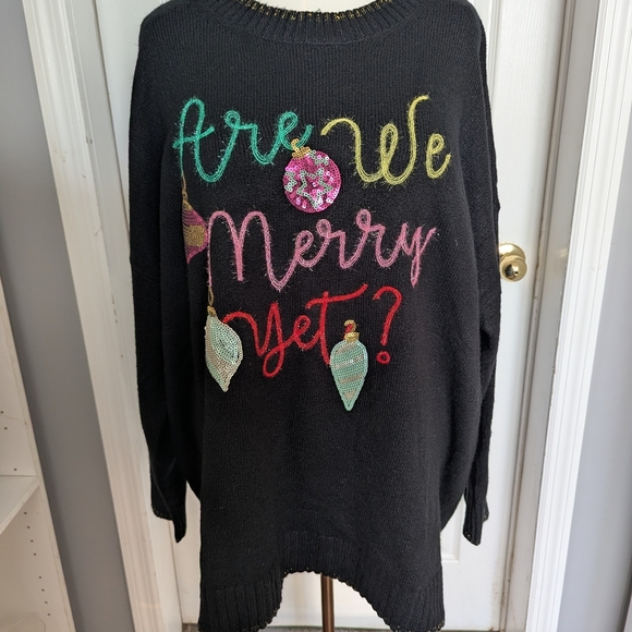 torrid Sweaters - Torrid Black Sweater with Festive Embroidery